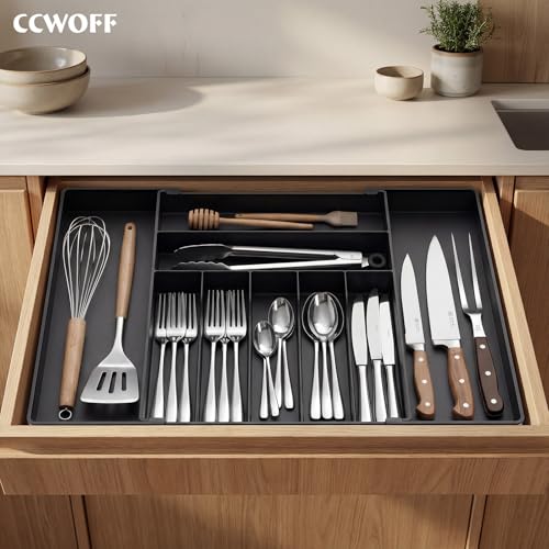 Expandable Silverware Organizer, 9 Slot Utensil Drawer Tray