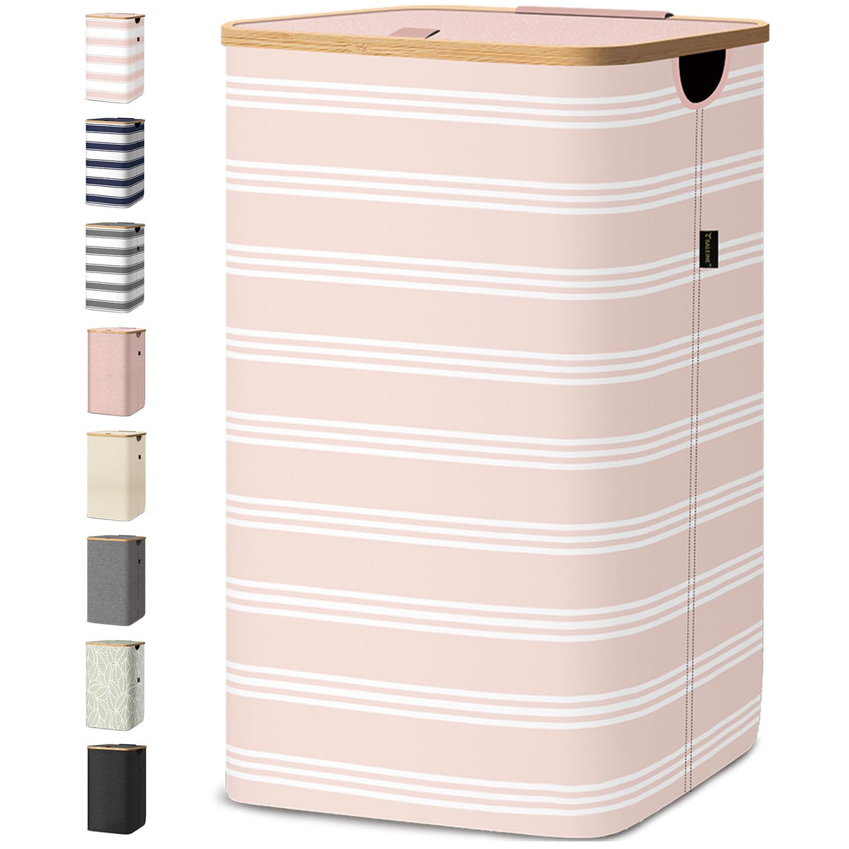 Laundry Hamper with Lid and Bamboo Handles, Tall Storage Basket