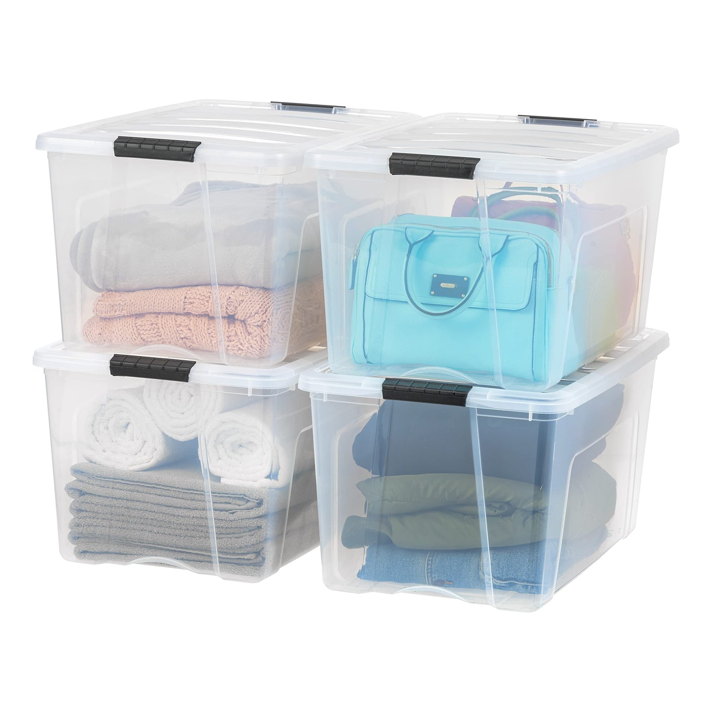Stackable Storage Bins with Lids, Plastic Organizer Containers