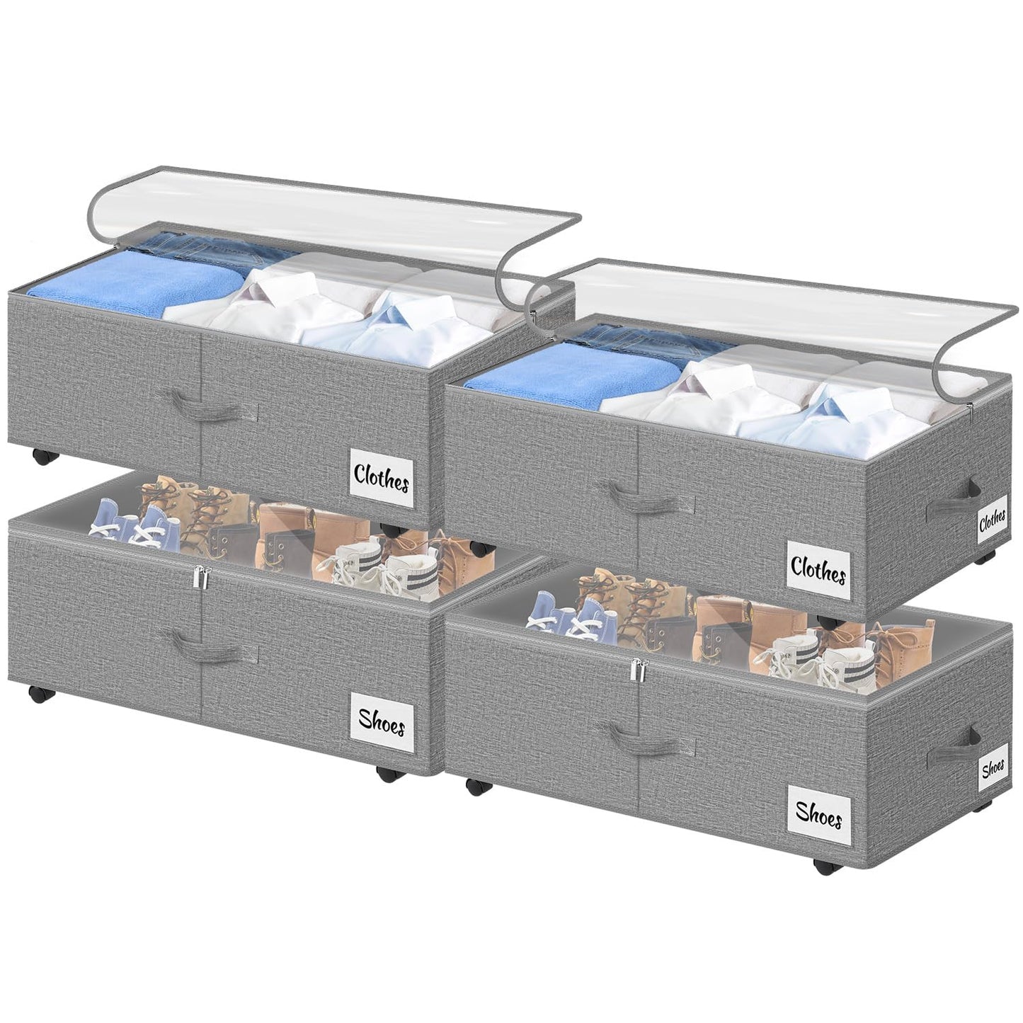 Under Bed Storage Bins with Wheels, Rolling Organizer Containers