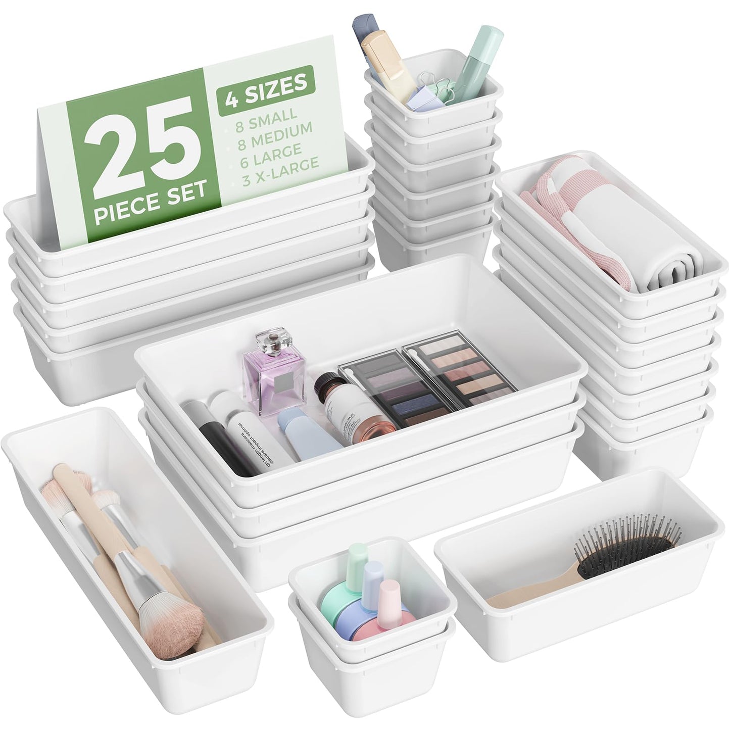 BiuLeon 25 PCS Plastic Drawer Organizers Set