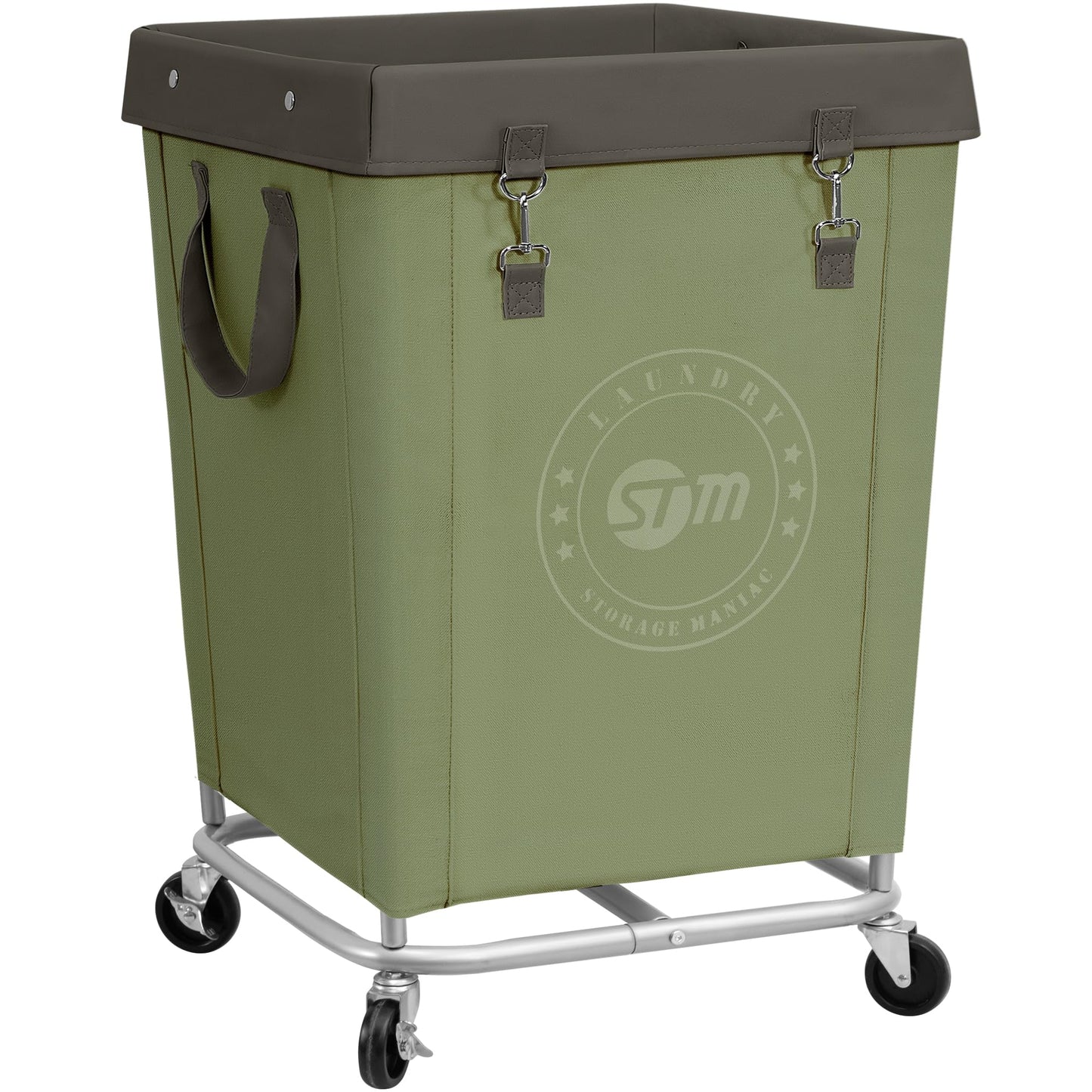 Industrial Laundry Hamper Cart with Wheels, Steel Frame