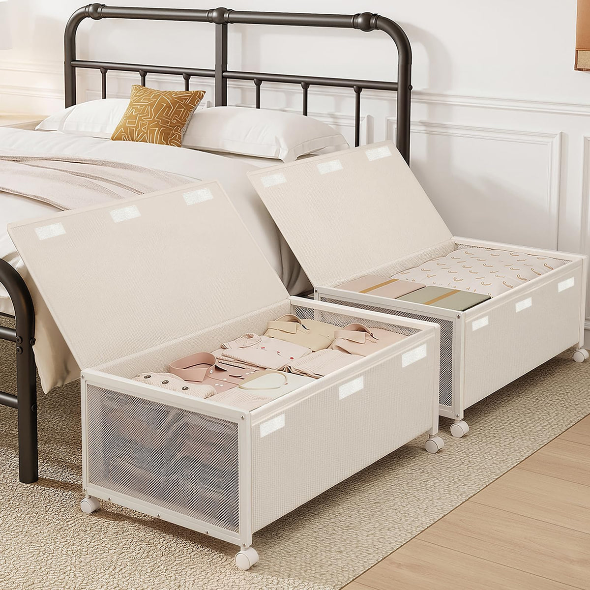 Under Bed Storage Containers with Wheels, Rolling Storage Drawers