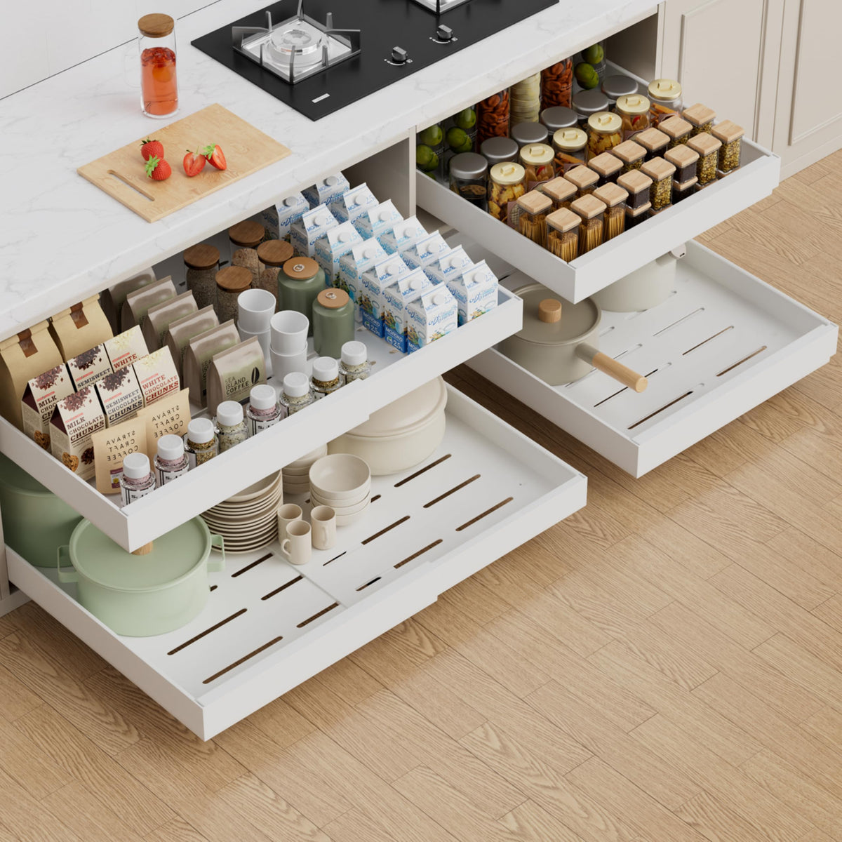 Expandable Pull Out Cabinet Organizer, Sliding Storage Drawer