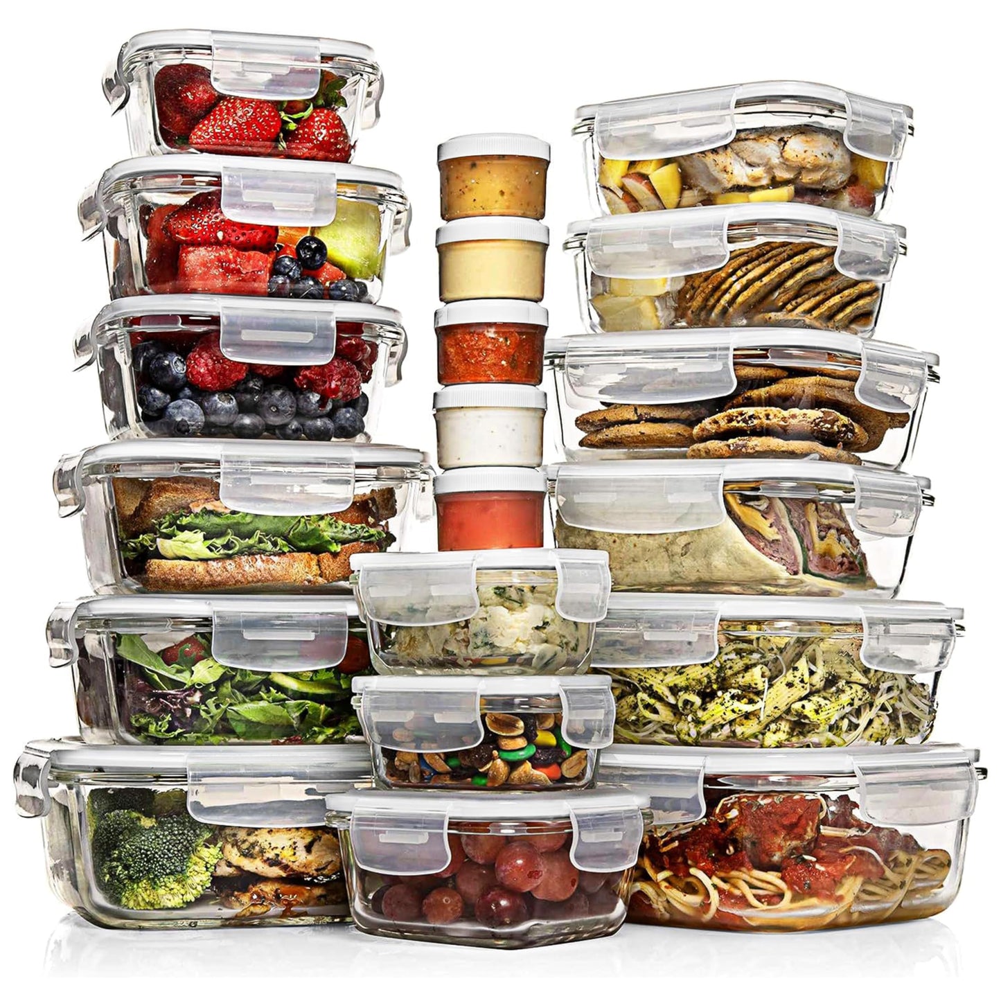 Glass Food Storage Container Set with Lids, Meal Prep Boxes