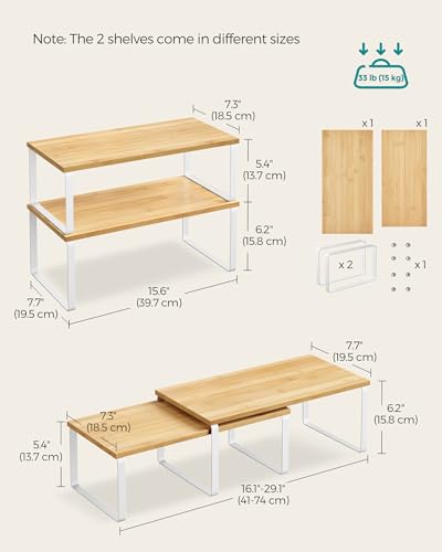 Cabinet Organizer Shelf Set, Expandable Kitchen Storage Rack