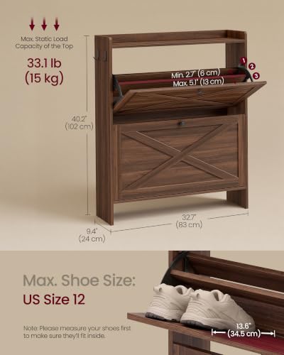 Shoe Storage Cabinet with Flip Drawers, Entryway Organizer