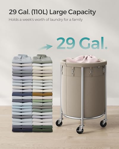 Laundry Basket with Wheels, Steel Frame Removable Bag