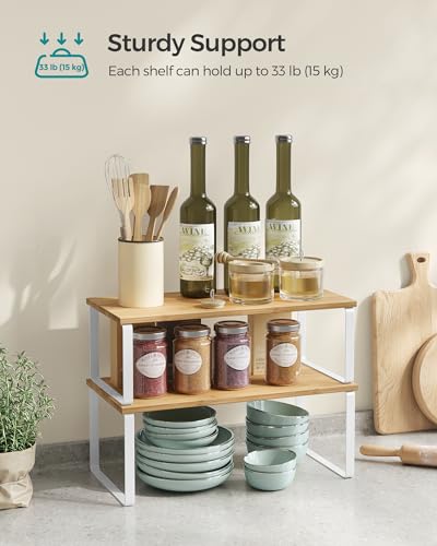 Cabinet Organizer Shelf Set, Expandable Kitchen Storage Rack