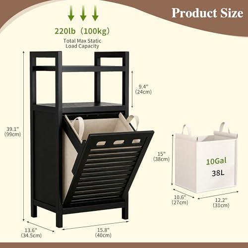VASMIA Tilt Out Bamboo Laundry Hamper