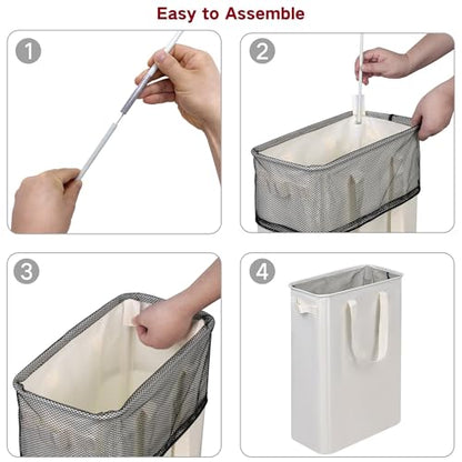 Slim Laundry Hamper, Space Saving Clothes Storage Basket