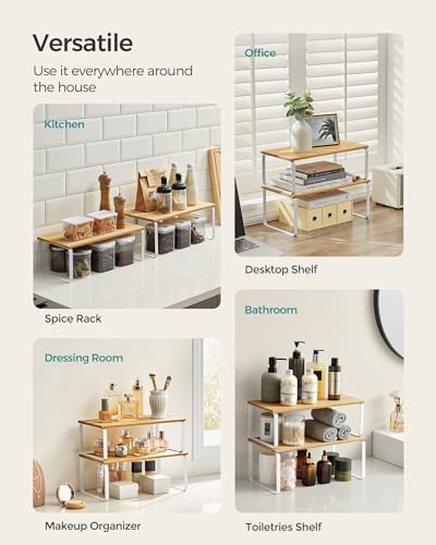Cabinet Organizer Shelf Set, Expandable Kitchen Storage Rack