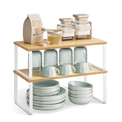 Cabinet Organizer Shelf Set, Expandable Kitchen Storage Rack