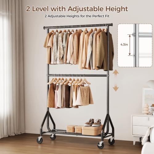 HYSEYY 1319 Double Rods Clothes Rack