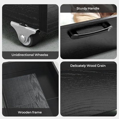 Under Bed Storage Drawers with Wheels, Rolling Organizer