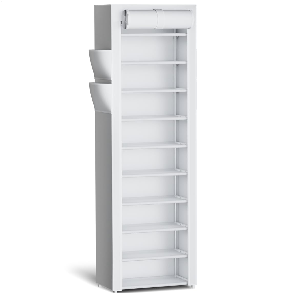Kitsure 10-Tier Shoe Rack with Cover, Vertical Shelf