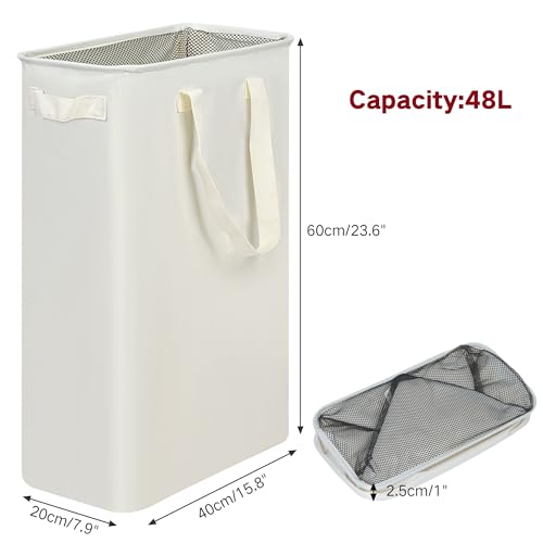 Slim Laundry Hamper, Space Saving Clothes Storage Basket