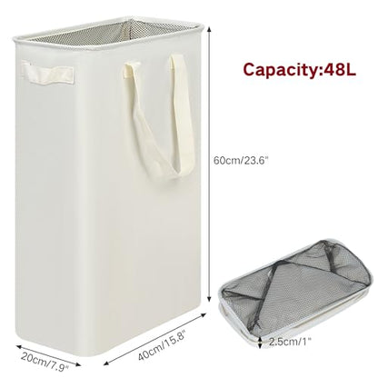 Slim Laundry Hamper, Space Saving Clothes Storage Basket