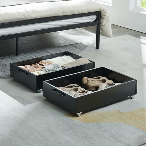 Under Bed Storage Drawers with Wheels, Rolling Organizer