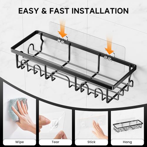 Adhesive Shower Caddy with Soap Holder, Rustproof Bathroom Shelf