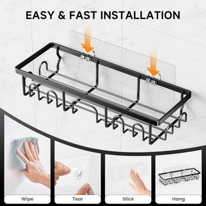 Adhesive Shower Caddy with Soap Holder, Rustproof Bathroom Shelf