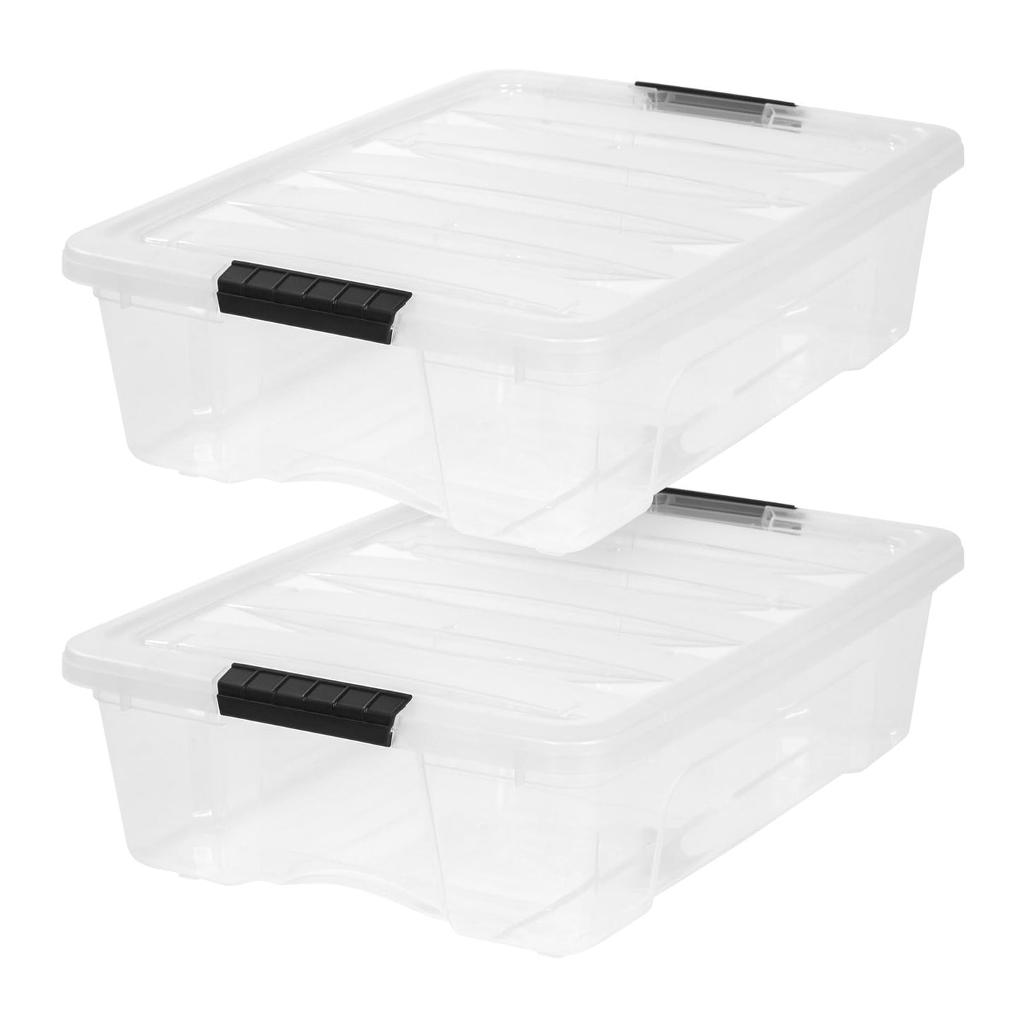 Stackable Storage Bins with Lids, Plastic Organizer Containers