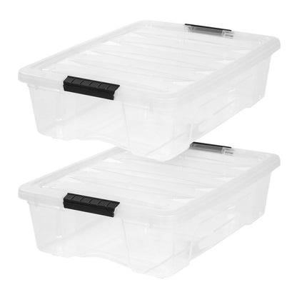Stackable Storage Bins with Lids, Plastic Organizer Containers