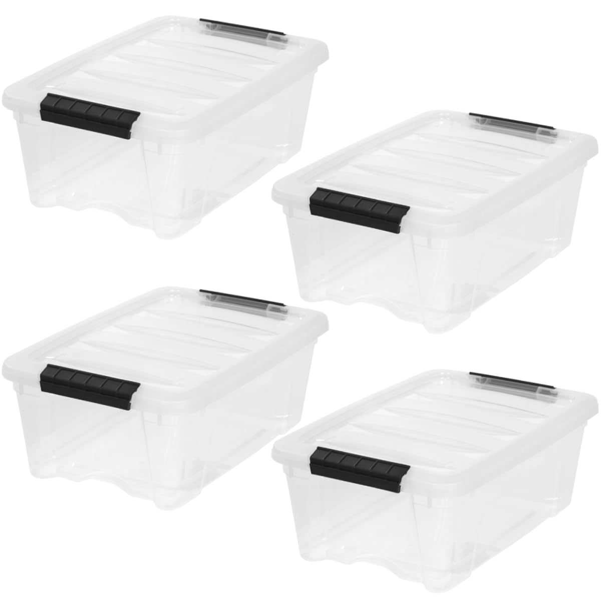 Stackable Storage Bins with Lids, Plastic Organizer Containers