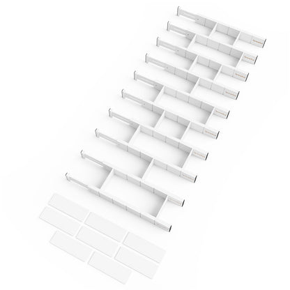 Bamboo Drawer Dividers with Labels, Adjustable Organizer Inserts