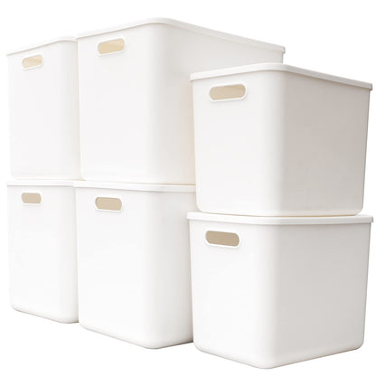 Plastic Storage Baskets with Lids, Woven Organizer Bins