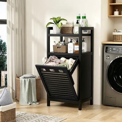 VASMIA Tilt Out Bamboo Laundry Hamper