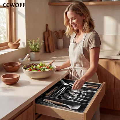 Expandable Silverware Organizer, 9 Slot Utensil Drawer Tray