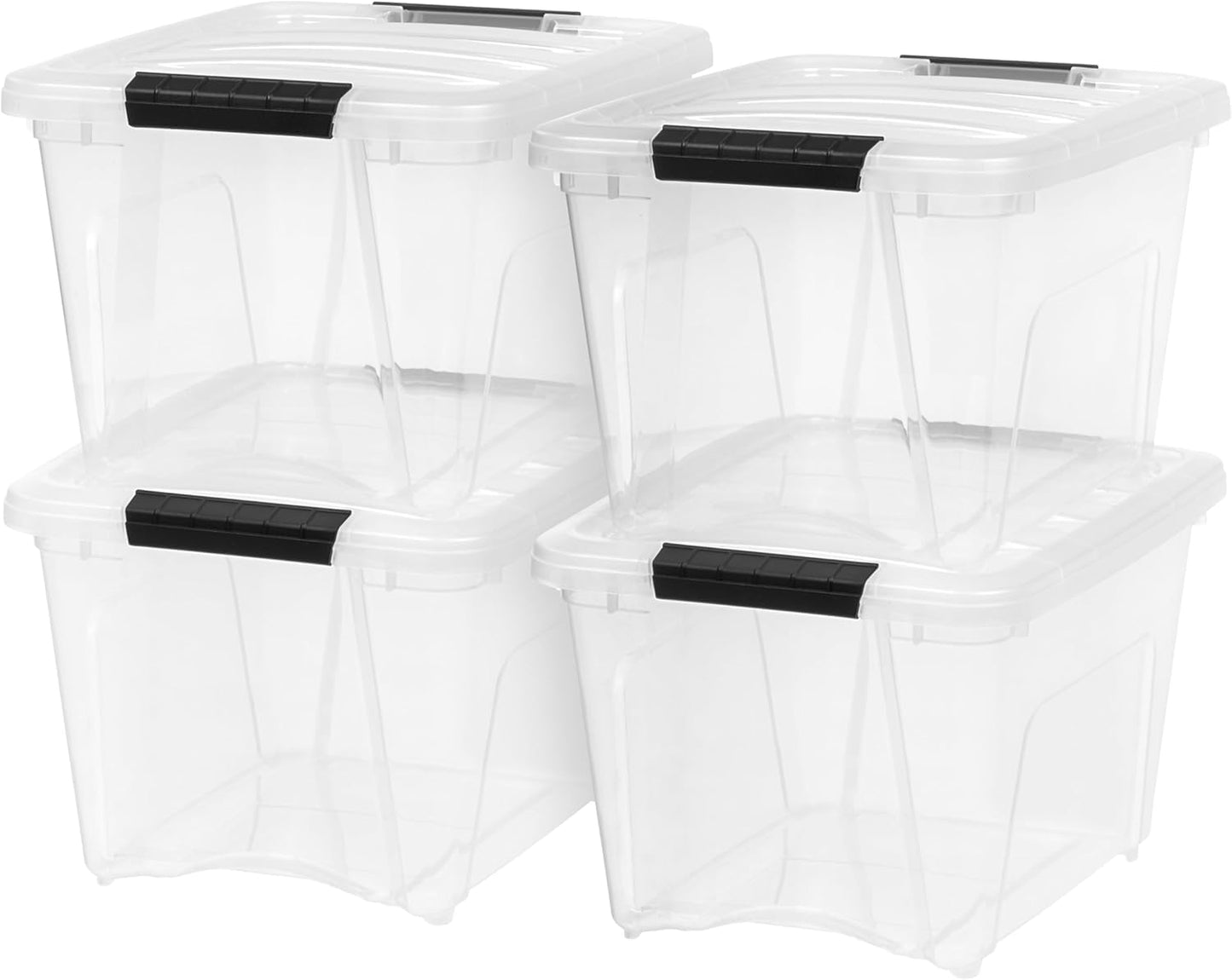 Stackable Storage Bins with Lids, Plastic Organizer Containers