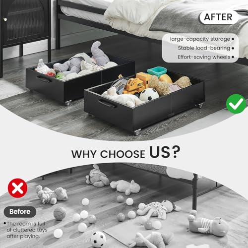 Under Bed Storage Drawers with Wheels, Rolling Organizer
