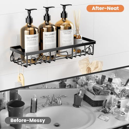 Adhesive Shower Caddy with Soap Holder, Rustproof Bathroom Shelf