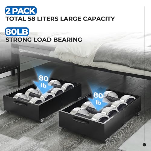 Under Bed Storage Drawers with Wheels, Rolling Organizer