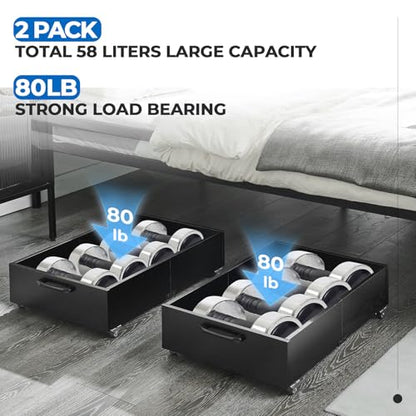 Under Bed Storage Drawers with Wheels, Rolling Organizer