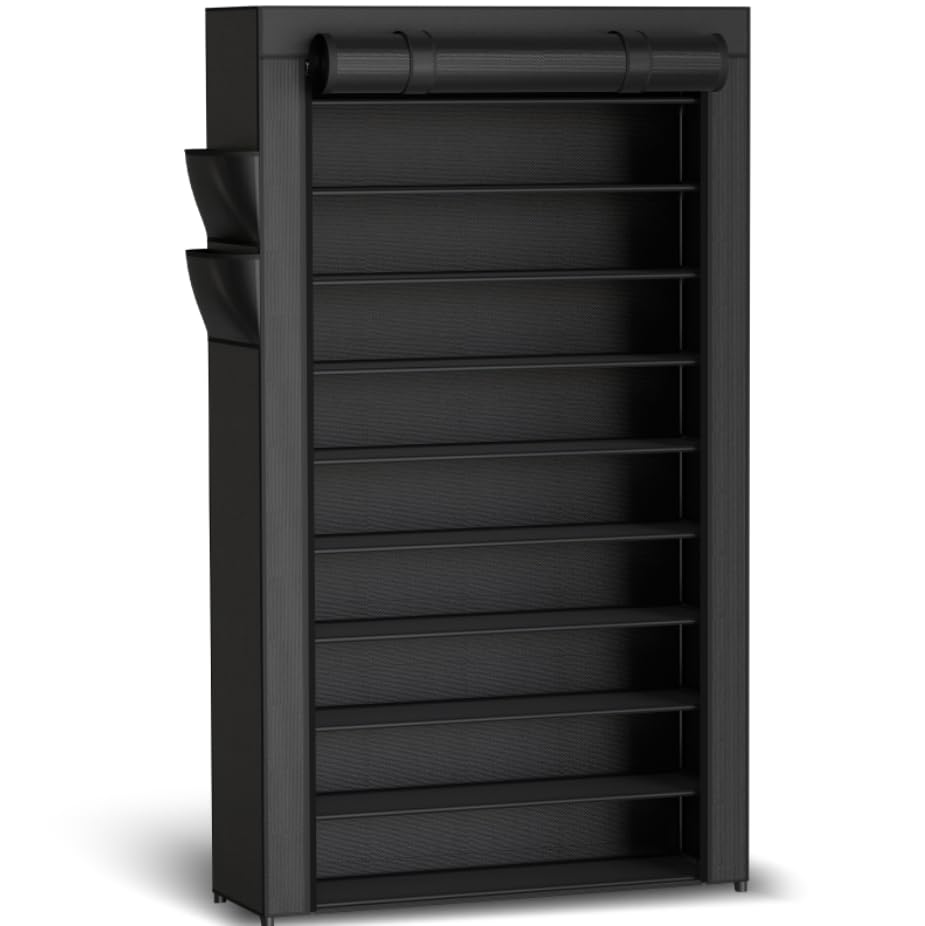 Kitsure 10-Tier Shoe Rack with Cover, Vertical Shelf