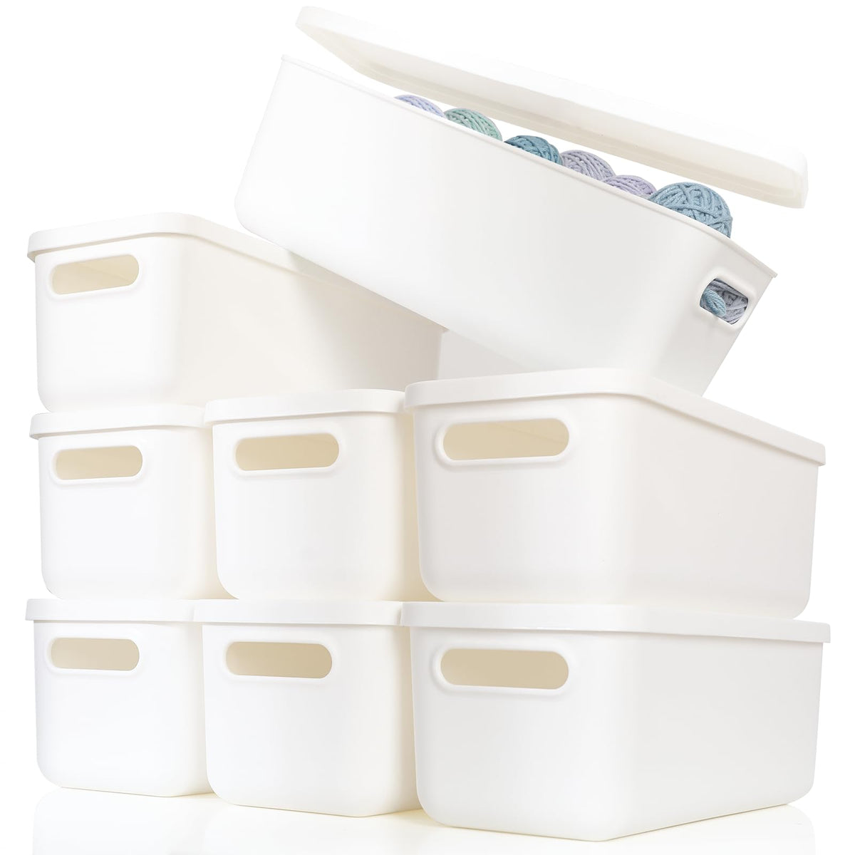 Plastic Storage Baskets with Lids, Woven Organizer Bins