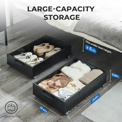Under Bed Storage Drawers with Wheels, Rolling Organizer
