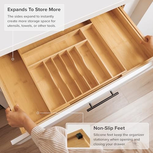 Expandable Silverware Organizer, Adjustable Utensil Tray