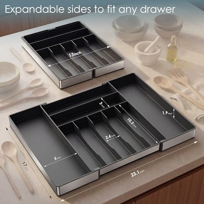 Expandable Silverware Organizer, 9 Slot Utensil Drawer Tray