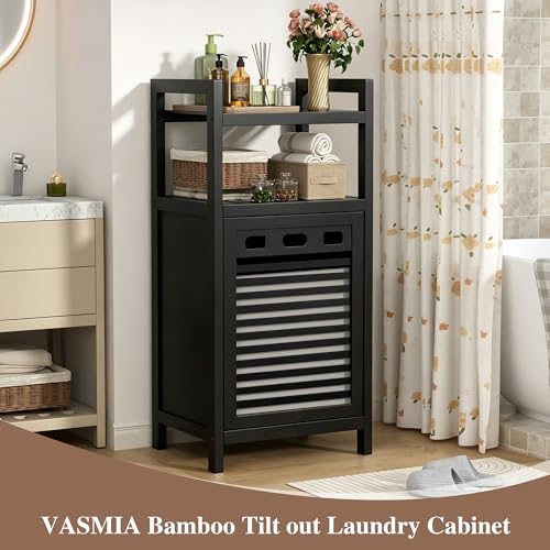 VASMIA Tilt Out Bamboo Laundry Hamper