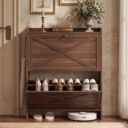 Shoe Storage Cabinet with Flip Drawers, Entryway Organizer