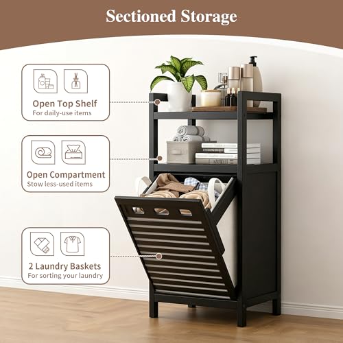VASMIA Tilt Out Bamboo Laundry Hamper