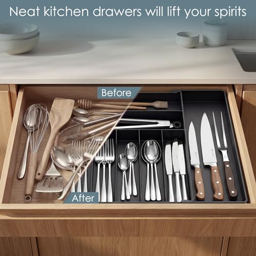 Expandable Silverware Organizer, 9 Slot Utensil Drawer Tray