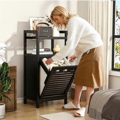 VASMIA Tilt Out Bamboo Laundry Hamper