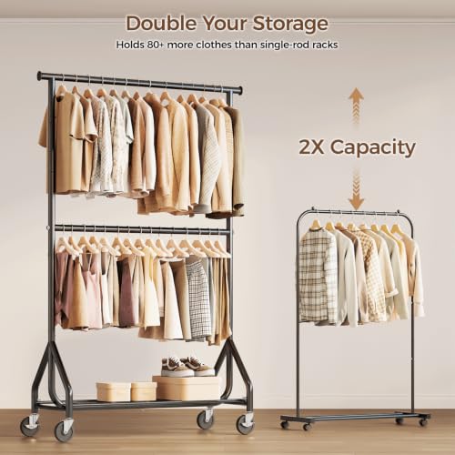 HYSEYY 1319 Double Rods Clothes Rack