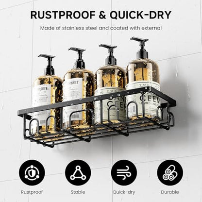 Adhesive Shower Caddy with Soap Holder, Rustproof Bathroom Shelf