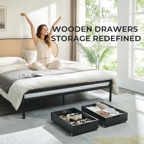 Under Bed Storage Drawers with Wheels, Rolling Organizer